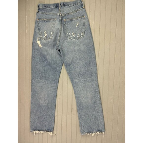 Agolde Size 24 Womens Jeans Button Fly Cotton High Rise Distress Straight - Picture 3 of 5
